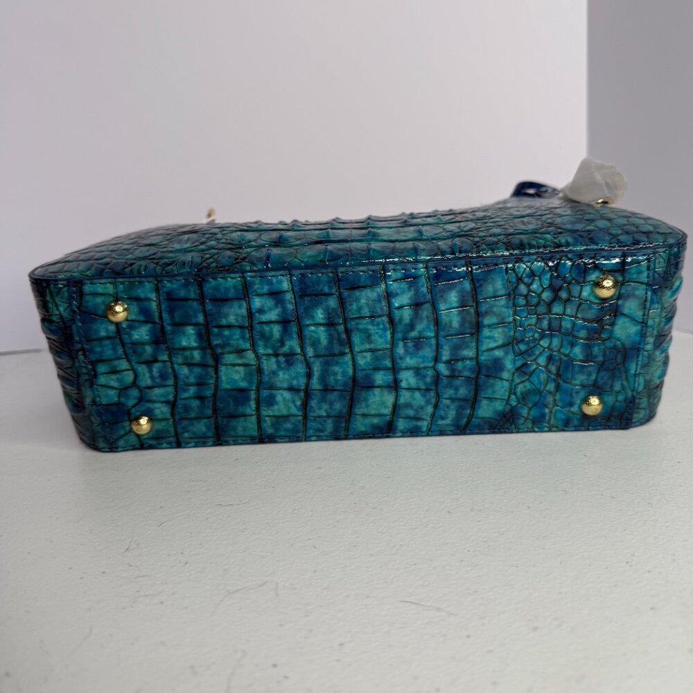 MaJue Croc-Embossed Teal Shoulder Bag | Gold Hardware | New with Tags - Picture 10 of 10
